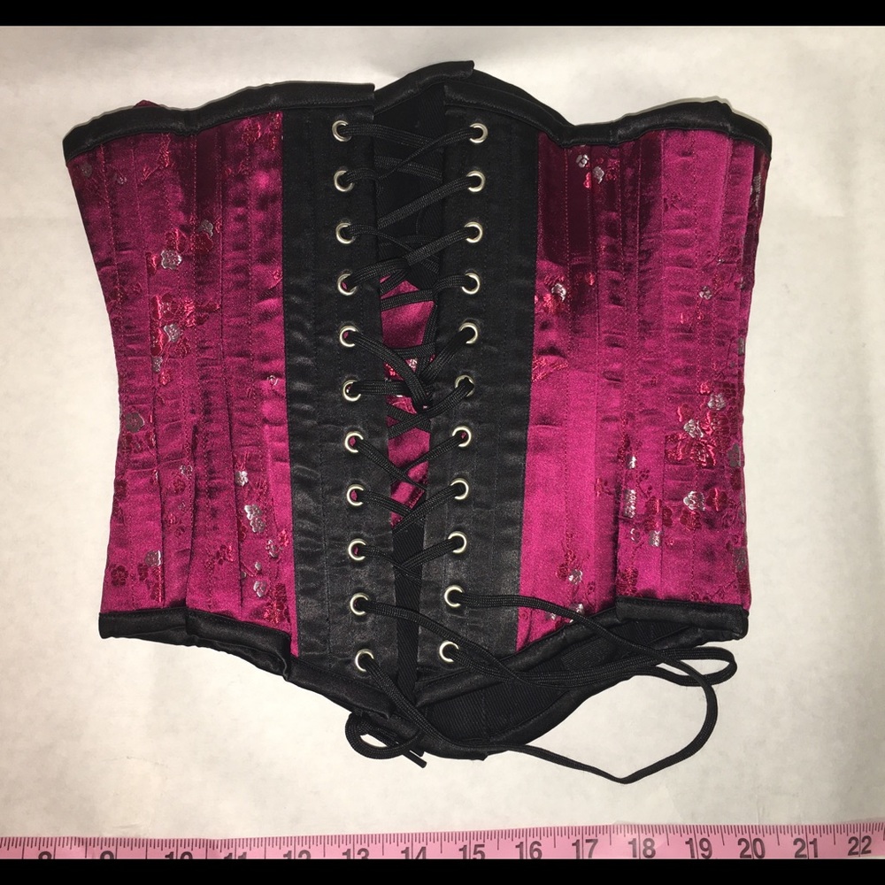 Lace Corset, size “22” (S/M?) Wine color